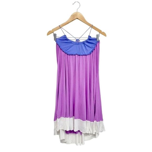 Calypso Christine Celle Purple White Dress XS Spaghetti Strap - Picture 1 of 6